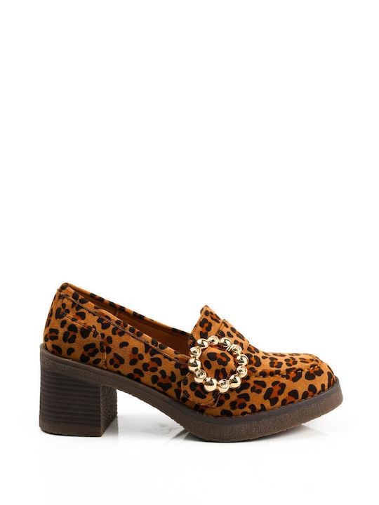 Leopard Loafers Rund Dekorativ & Niedriger Absatz