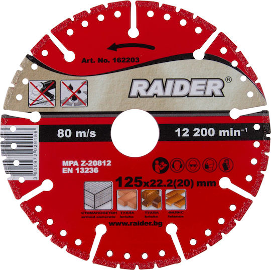 Raider Cutting Disc Construction Materials Hole Diameter 125mm 1pcs