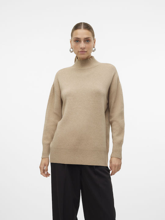 Damen Langarm Pullover Rollkragen Brown
