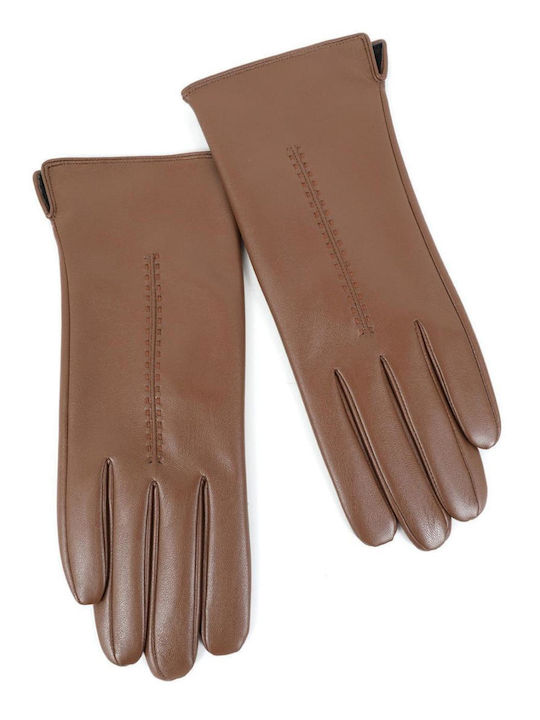 Doca Unisex Leather Gloves Beige