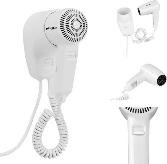 Physa Сешоар за хотел White 1.2кВт със спираловиден кабел до 120см.