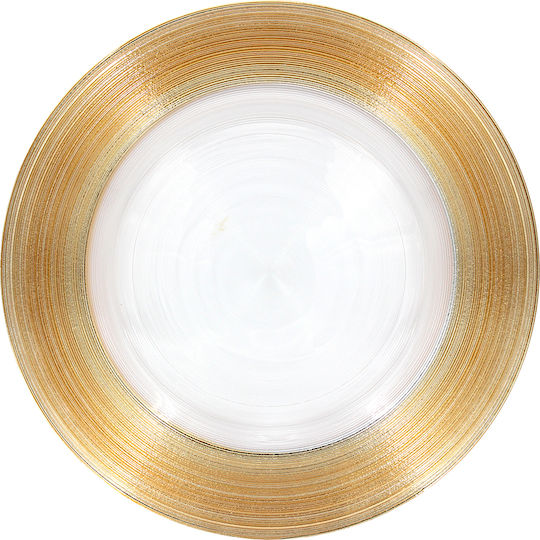 Keskor Διακοσμητική Πιατέλα Γυάλινη Χρυσή 33x33x2.2εκ.