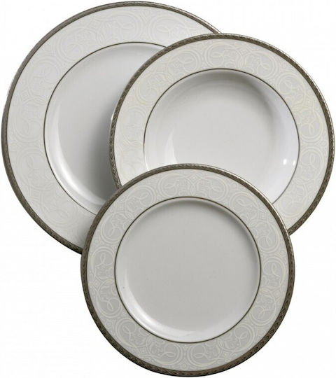 Emfasi Silver Porcelain Dinnerware Set 40pcs