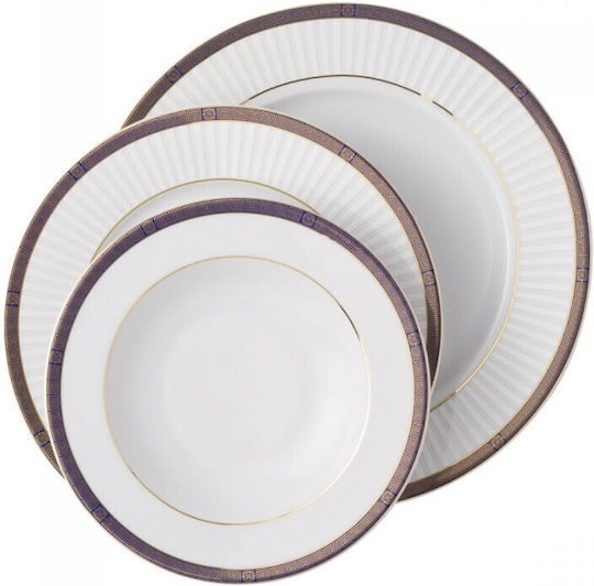 Emfasi Meander Gold Porcelain Dinnerware Set 44pcs