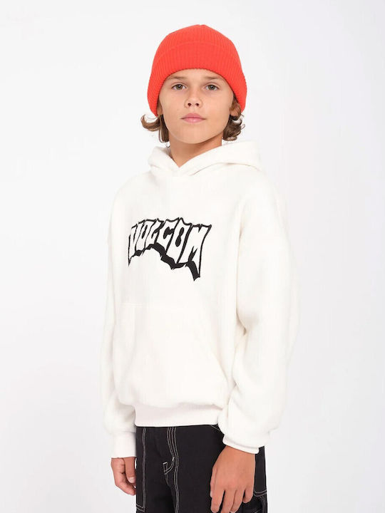 Fleece Kinder-Sweatshirt mit Kapuze und Taschen white Tookool