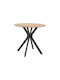 Xuson Rund Tisch Speisesaal Holz mit Metallgestell Natural, Black 80x80x75cm