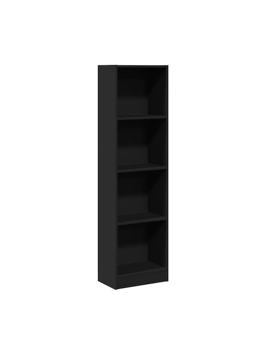 Bookcase Black Velvet-Black Metal 40x24x143cm