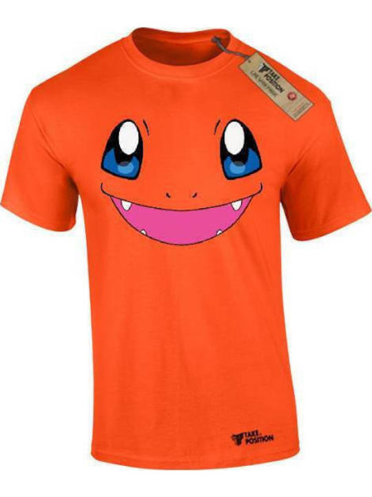 Мъжка памучна тениска Takeposition Pokemon Bulbasaur Happy Face оранжева 320-1396-19