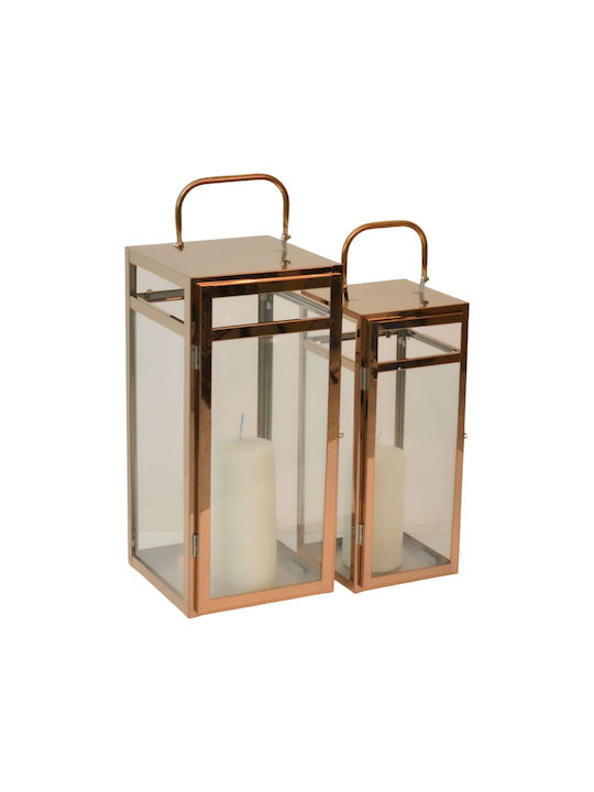 Ankor Floortop Metallic Lanterns Set Silver 19x18x40.5cm 2pcs