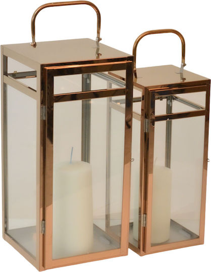 Ankor Floortop Metallic Lanterns Set Silver 19x18x40.5cm 2pcs