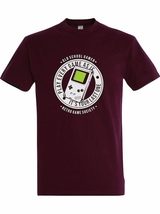 kirikoko Retro Game Society Old School Gamer GameBoy Tricou Burgundy Bumbac