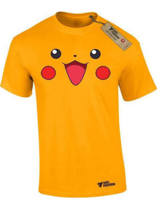Men's Cotton T-shirt Takeposition Anime Pikachu Pokemon Yellow 320-1380-04