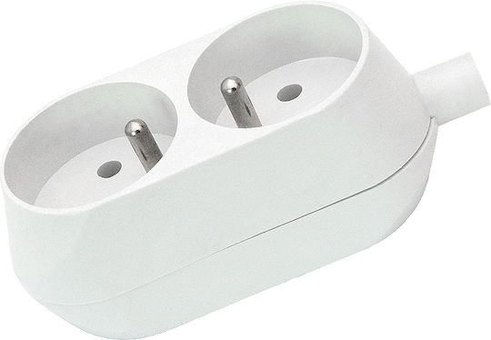 Priză dublă portabilă Plastrol 2x2p+ Alb T-10464
