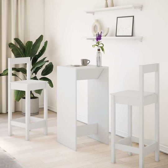 Wood Table Bar Wooden White 51x50x103.5cm