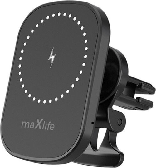 Maxlife Suport Auto pentru Telefon cu magnet și Încărcare Wireless Neagră