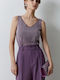 Women's Blouse Sleeveless with V Neckline Amethyst Purple
