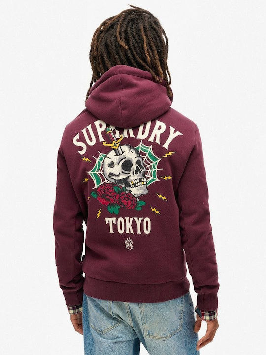 Superdry D1 Ovin Sweatshirt mit Kapuze Burgundy
