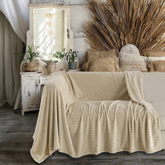 Melinen Enzo Three-Seater Sofa Throw Jacquard 170x300cm Beige