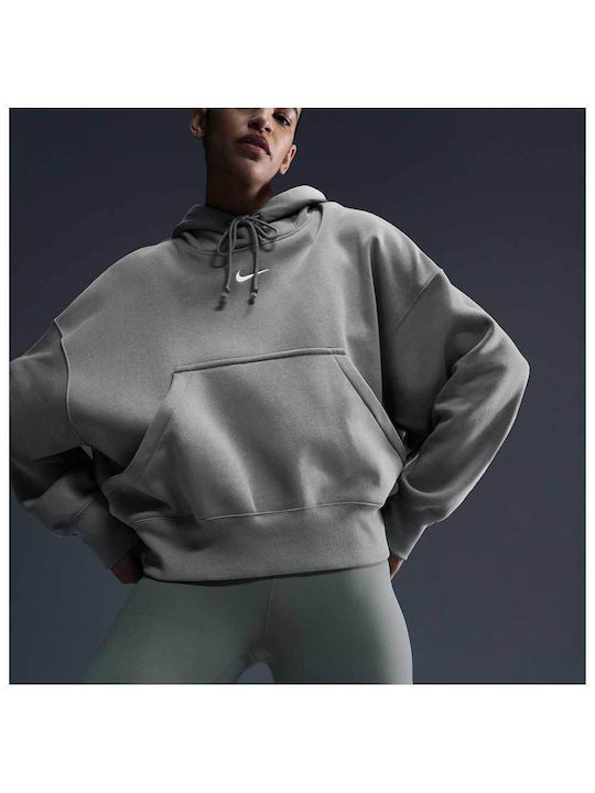 Nike Sportswear Phoenix Women's Long Hooded Fleece Sweatshirt Gray