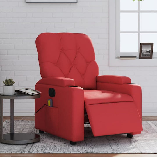 Fotoliu Relax Masaj cu Puf din Piele Ecologică Roșu 74x86.5x93.5cm