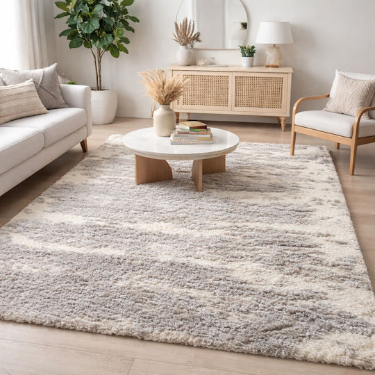 Saray Home Σετ Shaggy Χαλιά Κρεβατοκάμαρας Βελουτέ Κρεμ C721B-CRBG-SET 3τμχ