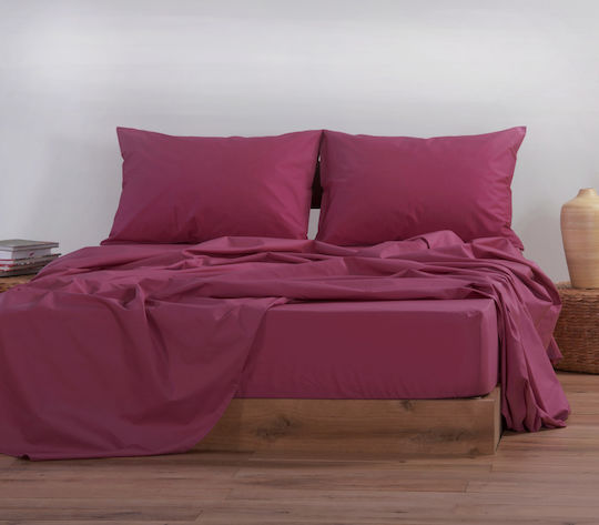 Nef-Nef Homeware Doppelter 140x200+30cm mit Gummizug Basic Bordo