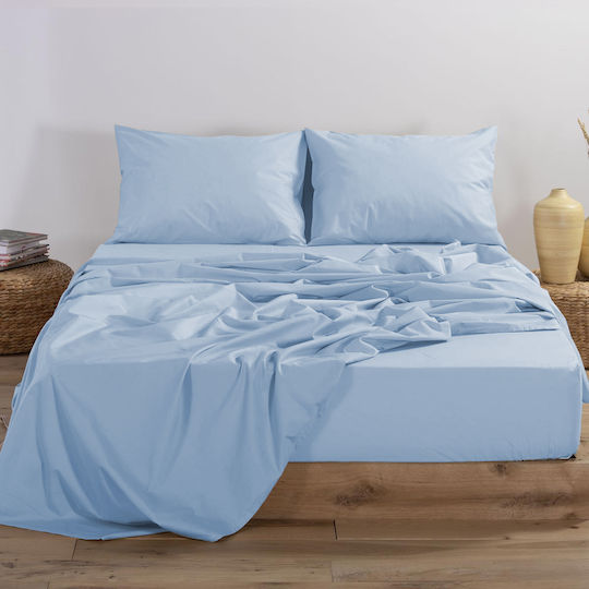 Nef-Nef Homeware Doppelter 140x200+30cm mit Gummizug Basic Light Blue