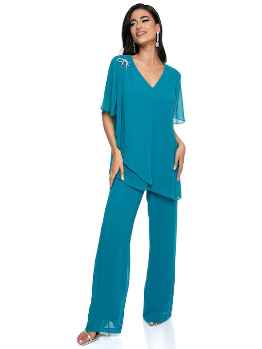 RichgirlBoudoir Women's Petrol Blue Set with Trousers