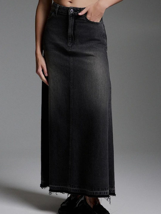 Denim Maxi Skirt Black Denim