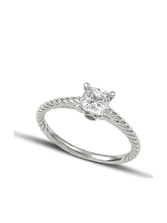 Themelidis Jewels Μονόπετρο από Λευκόχρυσο 18Κ με Διαμάντι