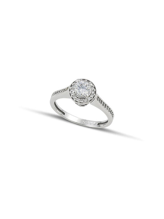 Themelidis Jewels Μονόπετρο Ροζέτα από Λευκόχρυσο 18Κ με Διαμάντι