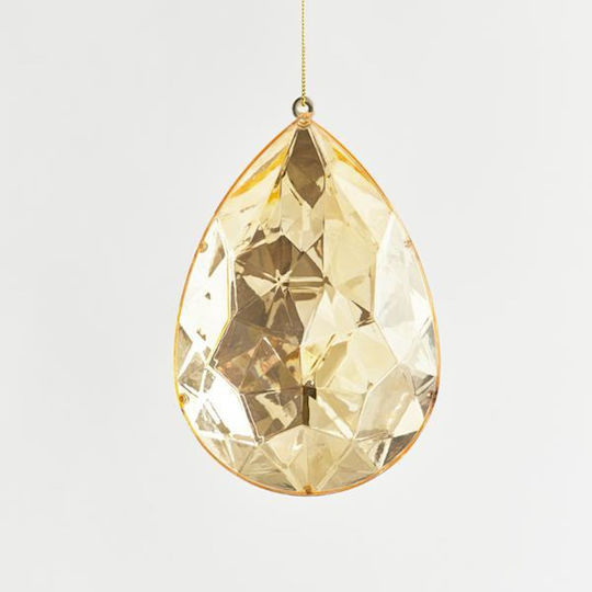 Hängendes Ornament Träne Kunststoff Gold 6x10cm