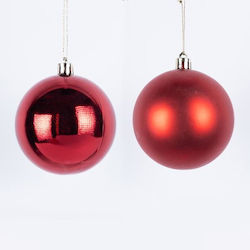 Set 6 Red Plastic Balls 8cm