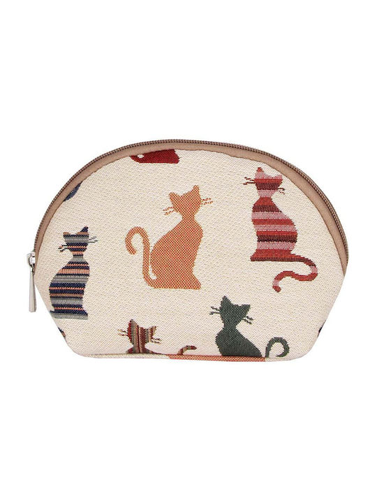 Signare Toiletry Bag Cheeky Cat in Beige color