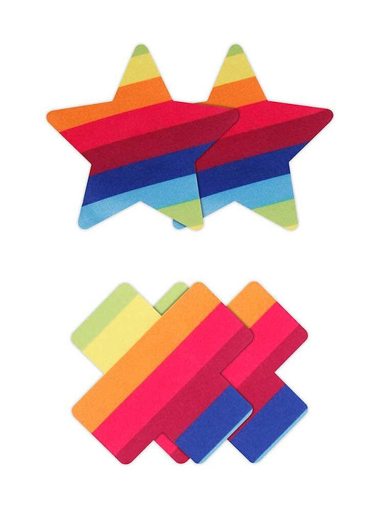 Ns Novelties Pretty Pasties Pride Cross & Star Nipple Covers Rainbow