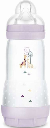 Mam Plastic Baby Bottle Easy Start Anti-Colic with Silicone Nipple for 4+ months Lilac Forest 320ml