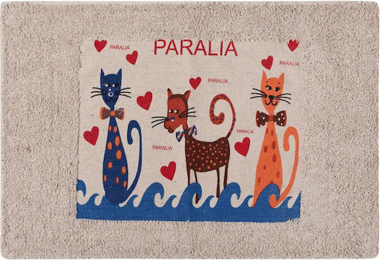 Silk Fashion Бански килим Памук Правоъгълена Котка Paralia 5206978160875 Cat Beach 50x80бр