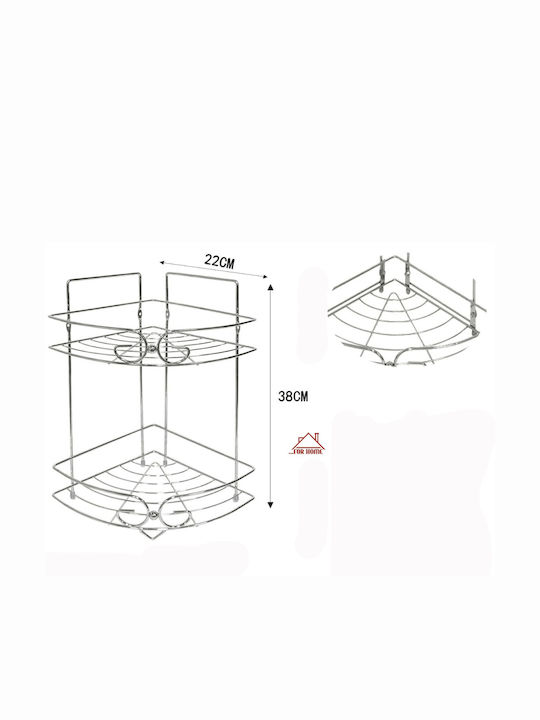 ForHome Ecke An der Wand montiert Badezimmerregal Metallisch 22x22x38cm Silber