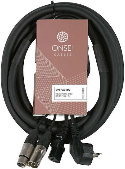 Onsei Cable XLR male - XLR male Μαύρο 10m (ON-PA3100)