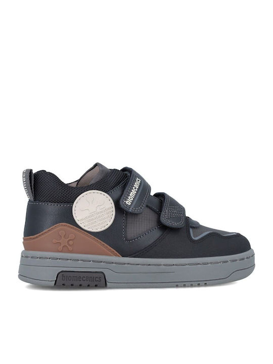 Anatomical Leather Kids Boots with Velcro Black