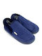 Heel Enclosed Men's Slippers with Fur Blue