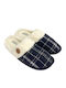 Men's Printed Slippers with Fur Blue