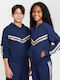 Fleece Kids Sweatshirt Cardigan with Hood and Pockets Blue