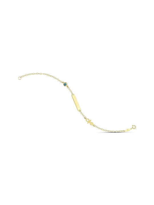 Themelidis Jewels Kids Gold ID Bracelet 9K with Evil Eye