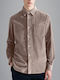 Дълъг Ръкав Рипсено Кадифе Overshirt Стандартна Кройка Бежово