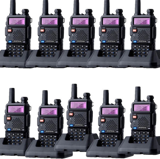 UV-5R Walkie Talkie 8W με Μονόχρωμη Οθόνη Σετ 10τμχ