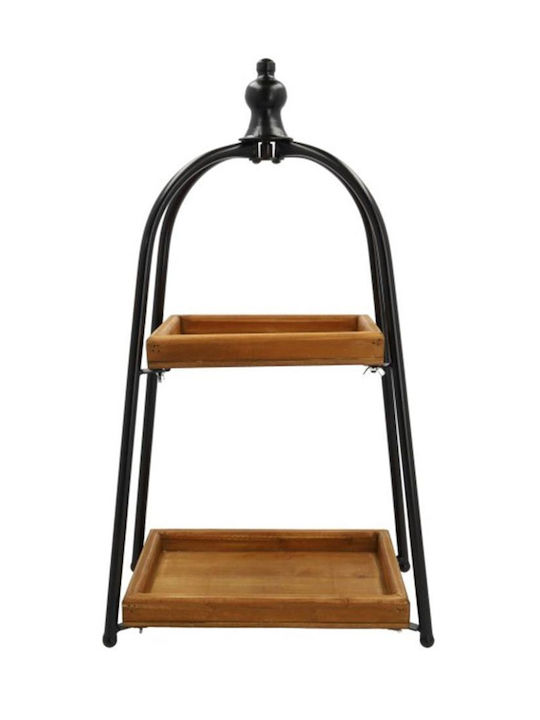 Atmosphera Ξύλινη Εταζέρα 2 Ορόφων Καφέ Ø5xY71.5cm Π39xΜ22xΥ71.5cm
