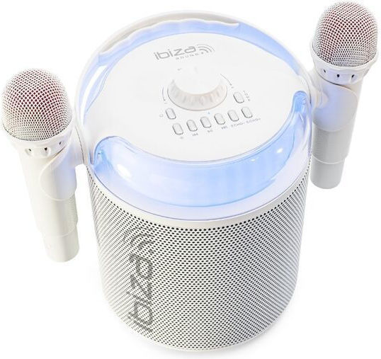 Ibiza Sound Karaoke-Lautsprecher mit Kabellosen Mikrofonen und Lichteffekten Karahome ELP-KARAHOME-WH Weiß
