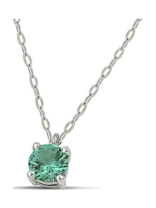 Themelidis Jewels Necklace from 14K White Gold with Zircon Turquoise