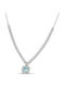 Themelidis Jewels Halskette Rosette aus Weißgold 14K mit Zirkon Hellblau